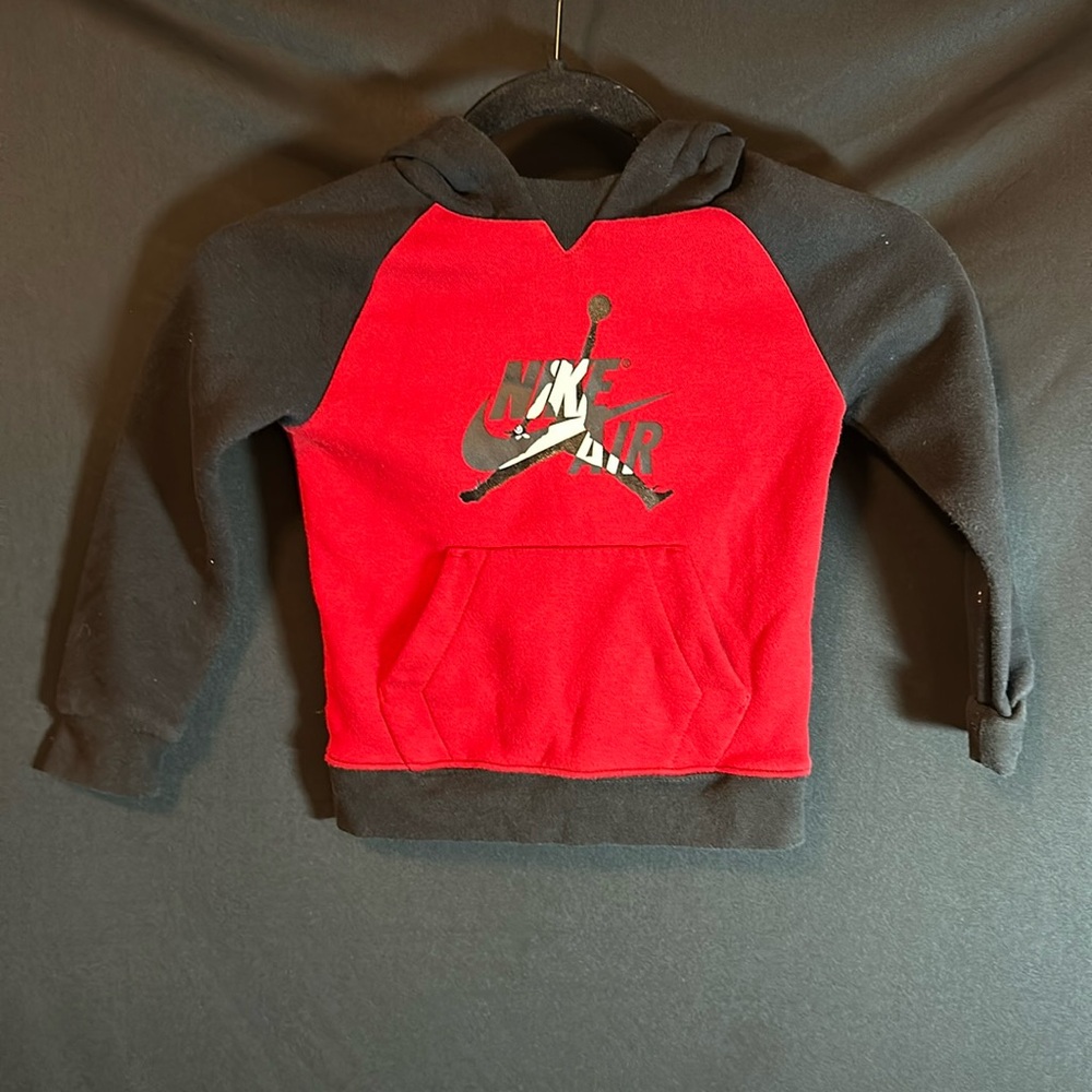 Red and black Jordan hoodie sweater 2-3T